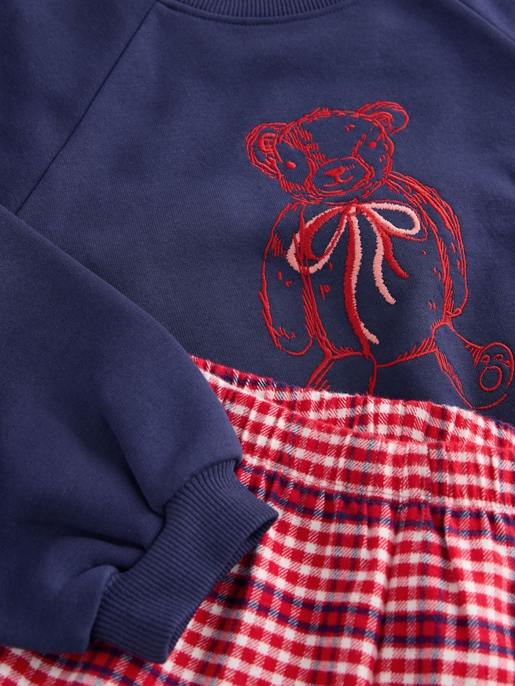 Navy/Red Check Bear Sweatshirt Pyjamas (2-16yrs) - Image 8 of 8
