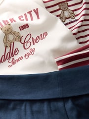 Burgundy/Ecru stripe bear Yoga Pant Style Pyjamas 2 Pack (4-16yrs) - Image 8 of 8