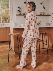 Ecru White Bear Print Button Through Pyjamas (3-16yrs) - Image 3 of 7