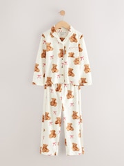 Ecru White Bear Print Button Through Pyjamas (3-16yrs) - Image 4 of 7