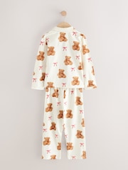 Ecru White Bear Print Button Through Pyjamas (3-16yrs) - Image 5 of 7