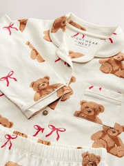 Ecru White Bear Print Button Through Pyjamas (3-16yrs) - Image 6 of 7