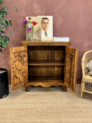 Kirei Home Natural Hand Carved Mango Wood Peacock Sideboard - Image 3 of 5