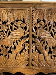 Kirei Home Natural Hand Carved Mango Wood Peacock Sideboard - Image 5 of 5