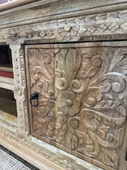 Kirei Home Natural Hand Carved Mango Wood TV Unit / Sideboard - Image 4 of 4