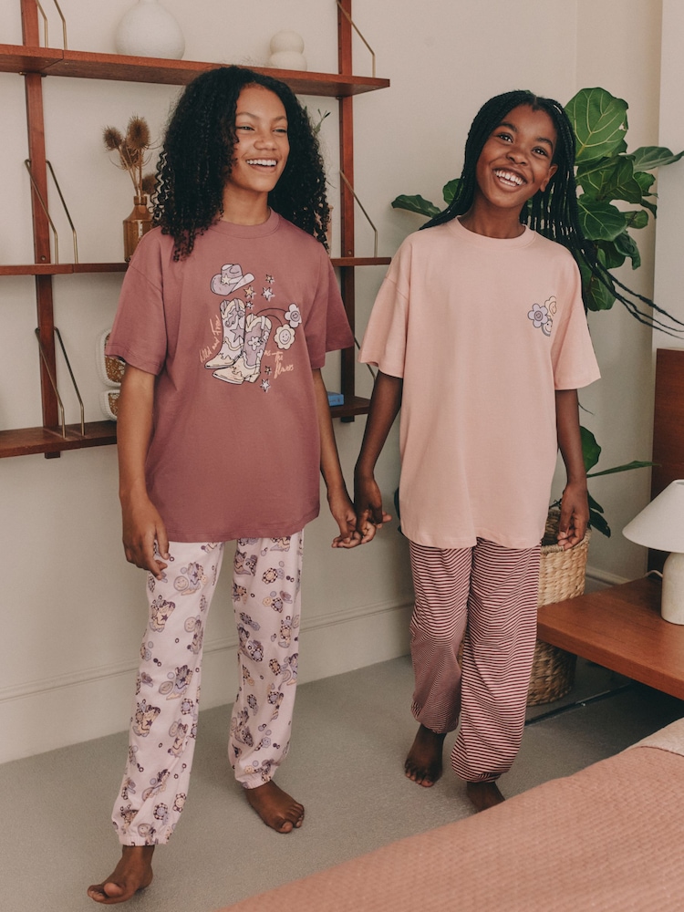 Pink Cowgirl Jogger Pyjamas 2 Pack - Image 1 of 3