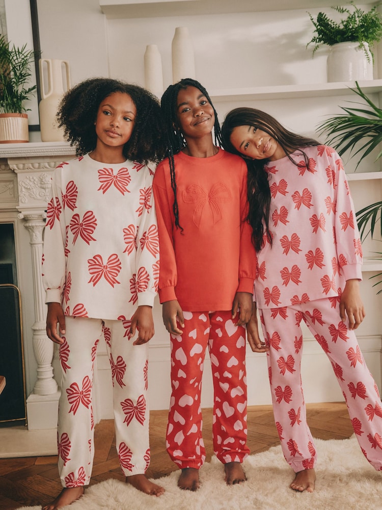 Red Bows/Hearts - Jogger-Schlafanzüge im 3er-Pack (3–16Jahre) - Bild 1 von 9