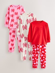 Red Bows/Hearts - Jogger-Schlafanzüge im 3er-Pack (3–16Jahre) - Bild 4 von 9