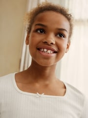 Grey /Ecru Soft Folded Waistband Pyjamas (6-16yrs) - Image 3 of 8