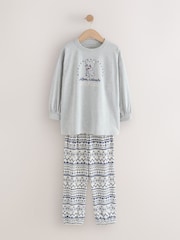 Blue/Grey Bear Print - Fairisle Pyjamas (3-16yrs) - Bild 1 von 4