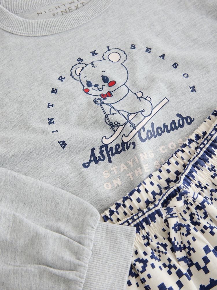 Blue/Grey Bear Print - Fairisle Pyjamas (3-16yrs) - Bild 4 von 4