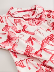 Red/White Bow Print Button Through Pyjamas (3-16yrs) - Image 8 of 9