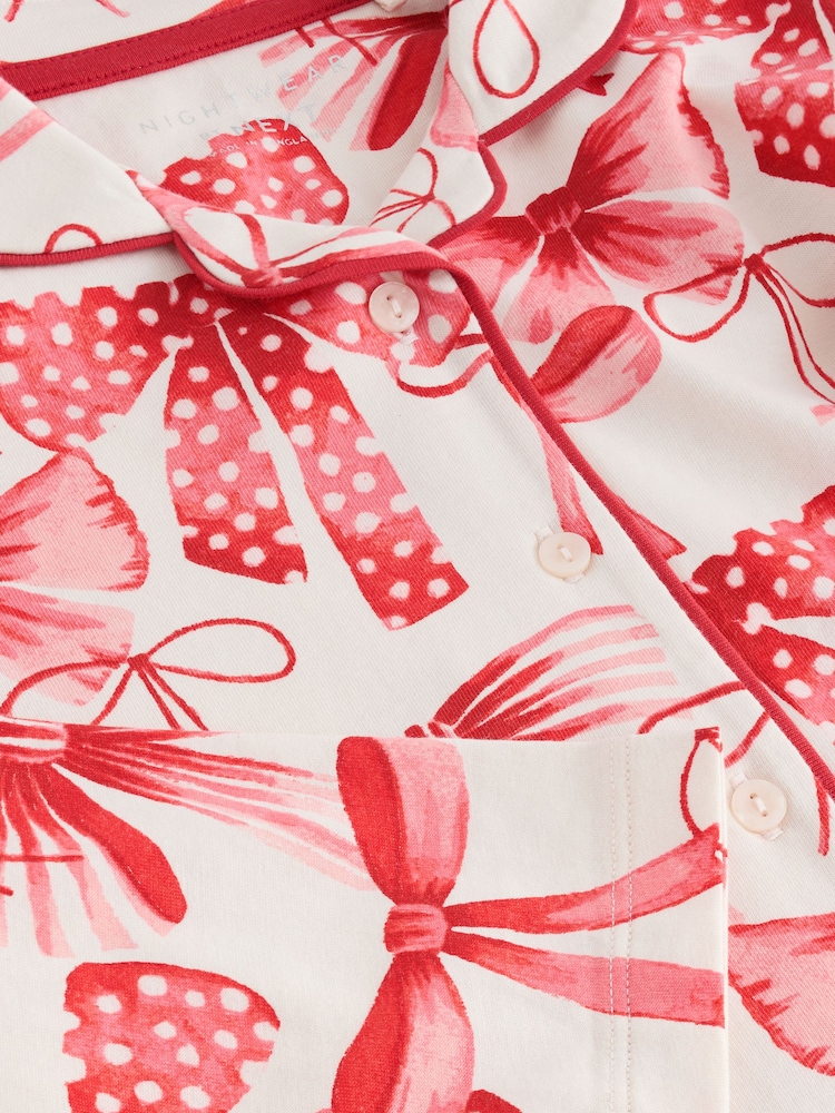 Red/White Bow Print Button Through Pyjamas (3-16yrs) - Image 9 of 9