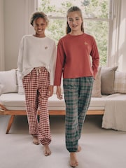 Red/Green Check Woven Bottom Pyjamas 2 Pack - Image 1 of 8