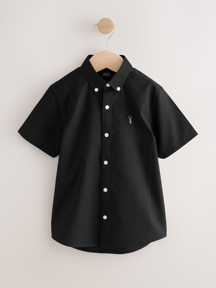 Black Logo Short Sleeve Cotton Rich Oxford Shirt (3-16yrs) - Image 1 of 4