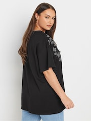 Yours Curve Black Sequin Relaxed 100% Cotton T-Shirt - Image 7 of 9