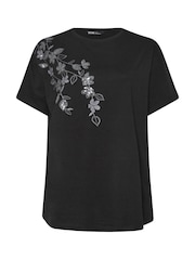 Yours Curve Black Sequin Relaxed 100% Cotton T-Shirt - Image 9 of 9