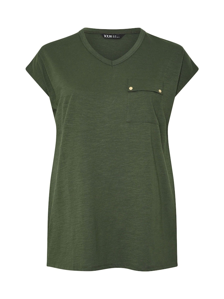 Grün - Yours Curve Stud Pocket 100% Cotton T-Shirt - Bild 5 von 5 Grün - Yours Curve Stud Pocket 100% Cotton T-Shirt - Bild 5 von 5