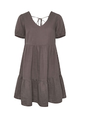 Yours Curve Brown Smock Cheesecloth Mini100% Cotton Dress - Image 5 of 5