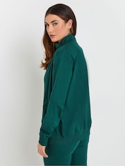 Long Tall Sally Green Zip Through Sweat 100% Cotton Top - Image 4 of 5