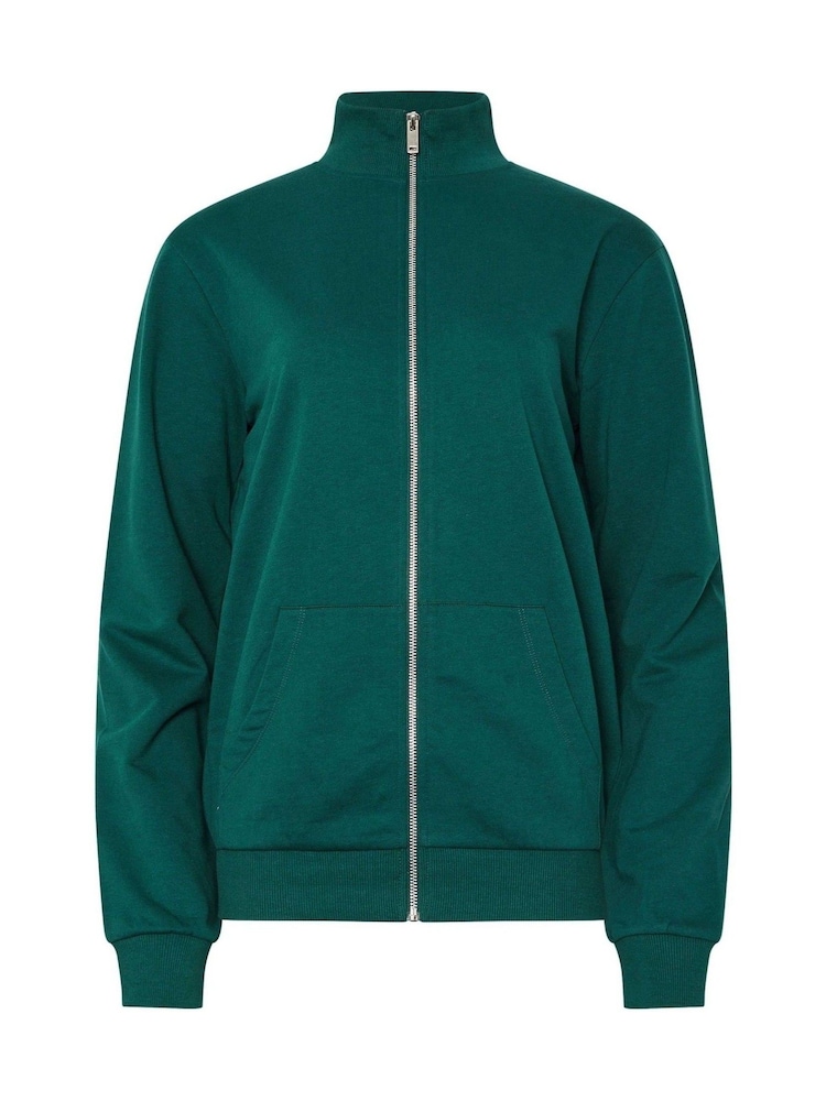 Long Tall Sally Green Zip Through Sweat 100% Cotton Top - Image 5 of 5