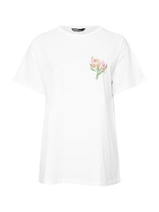 Yours Curve White Placement Relaxed 100% Cotton T-Shirt - Image 5 of 6