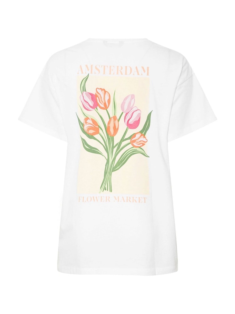 Yours Curve White Placement Relaxed 100% Cotton T-Shirt - Image 6 of 6