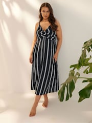 Yours Curve Black Striped Dress - Image 1 of 5