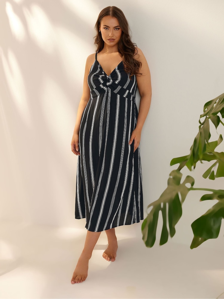 Yours Curve Black Striped Dress - Image 1 of 5