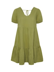 Yours Curve Green Smock Cheesecloth Mini100% Cotton Dress - Image 5 of 5