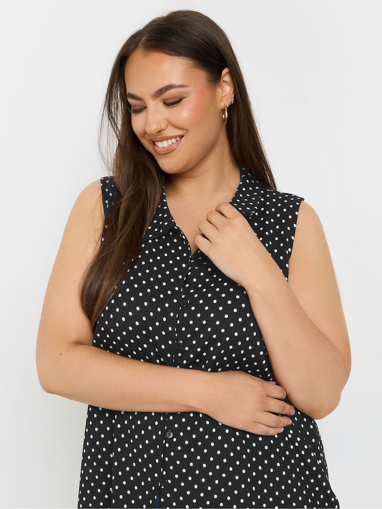 Yours Curve Black Jersey Button Shirt - Image 4 of 5