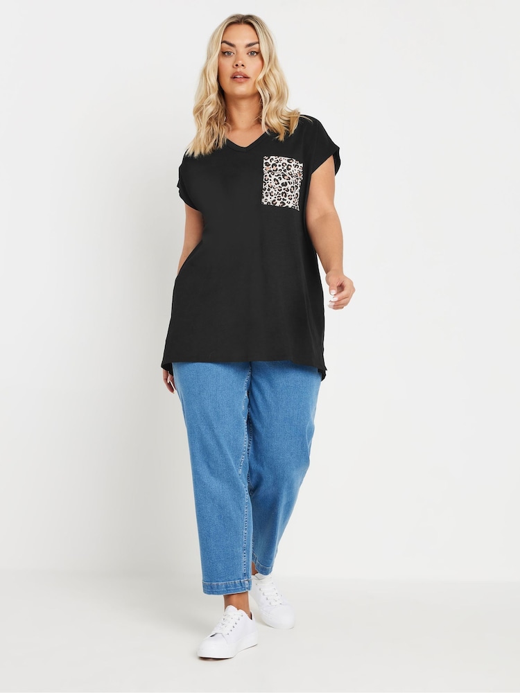 Schwarz - Yours Curve Stud Pocket 100% Cotton T-Shirt - Bild 2 von 5 Schwarz - Yours Curve Stud Pocket 100% Cotton T-Shirt - Bild 2 von 5