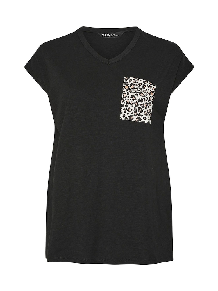 Schwarz - Yours Curve Stud Pocket 100% Cotton T-Shirt - Bild 5 von 5