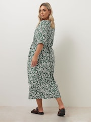 Yours Curve Green Raglan Prairie Dress - Image 2 of 6