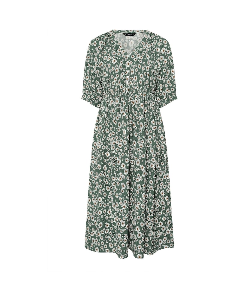 Yours Curve Green Raglan Prairie Dress - Image 6 of 6