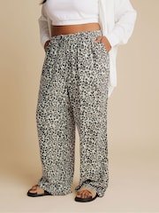 Yours Curve Black Skinny Waistband Linen Trousers - Image 1 of 5