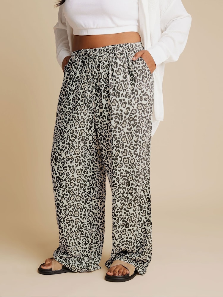 Yours Curve Black Skinny Waistband Linen Trousers - Image 1 of 5