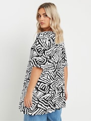 Yours Curve White Zebra Print Pleat Front T-Shirt - Image 2 of 4