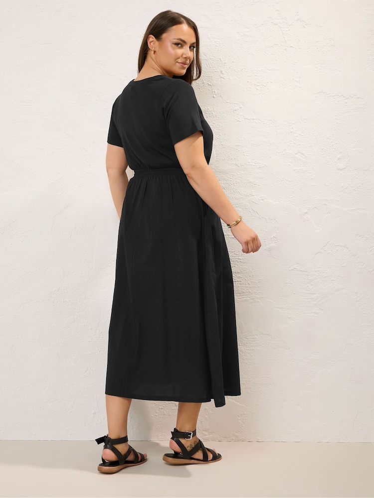 Yours Curve Black Midaxi 100% Cotton Dress - Image 2 of 7