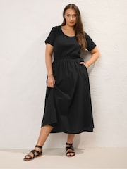Yours Curve Black Midaxi 100% Cotton Dress - Image 3 of 7