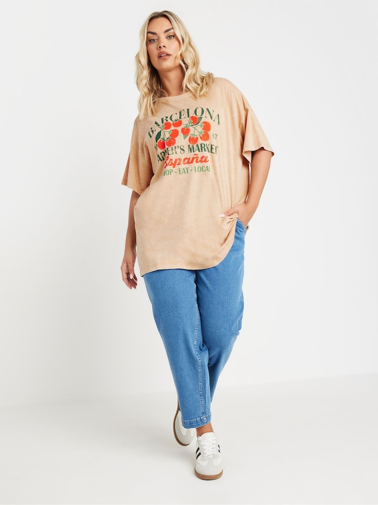 Yours Curve Natural Placement Relaxed 100% Cotton T-Shirt - Image 2 of 5