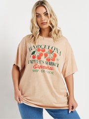 Yours Curve Natural Placement Relaxed 100% Cotton T-Shirt - Image 4 of 5