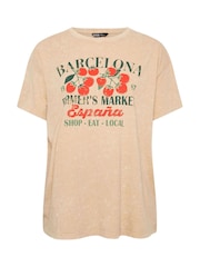Yours Curve Natural Placement Relaxed 100% Cotton T-Shirt - Image 5 of 5