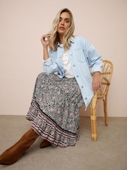 Yours Curve Black Tiered Boho Skirt - Image 5 of 6