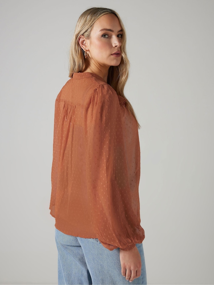 Long Tall Sally Pink Dobby Frill Blouse - Image 3 of 5