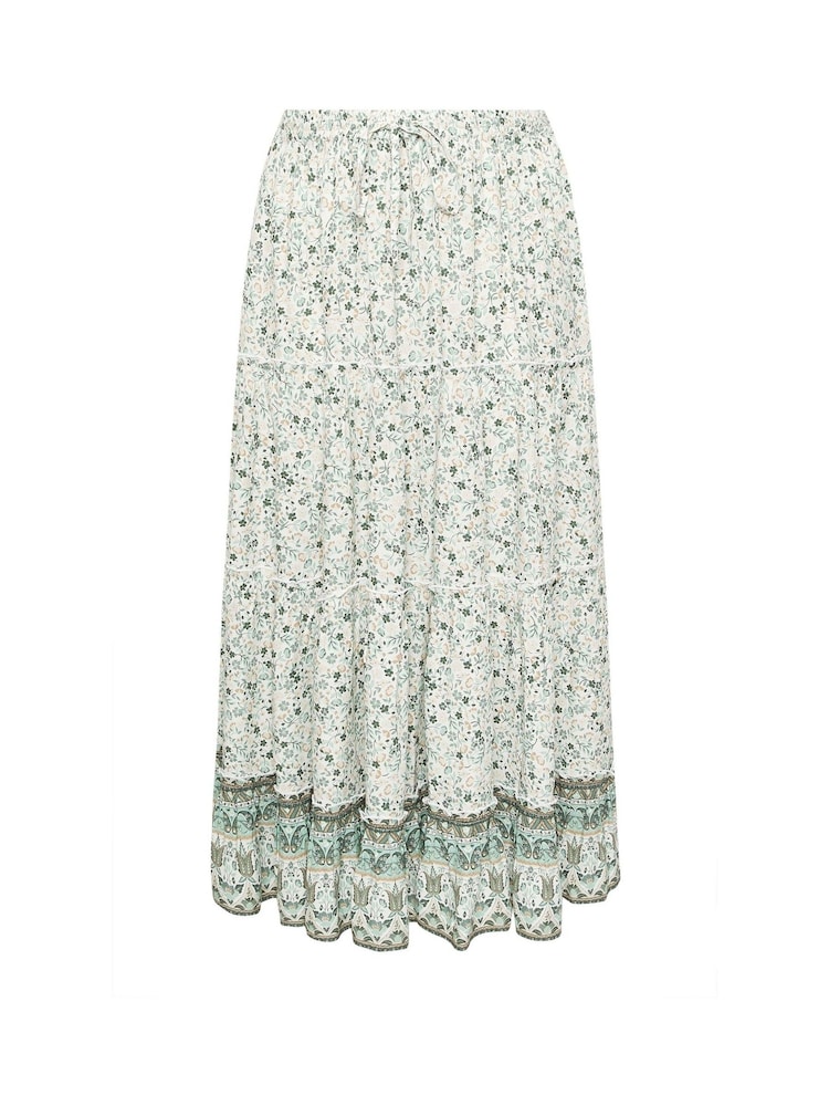 Yours Curve Green Tiered Boho Skirt - Image 10 of 10