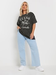 Yours Curve Grey Placement Relaxed 100% Cotton T-Shirt - Image 2 of 6