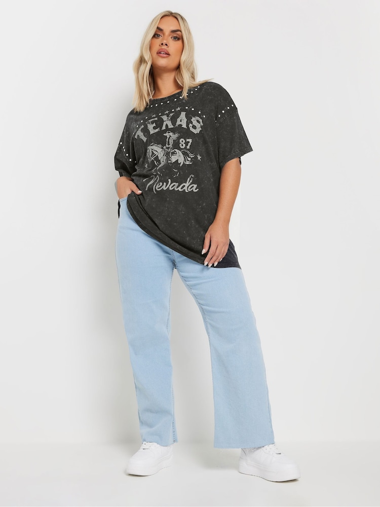Yours Curve Grey Placement Relaxed 100% Cotton T-Shirt - Image 2 of 6