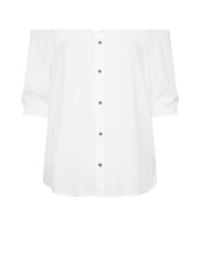 Yours Curve White Button Chambray Bardot Blouse - Image 5 of 5