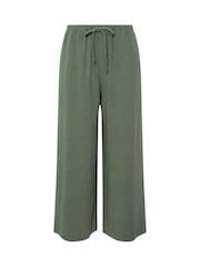Long Tall Sally Green Wide Leg Linen Cropped Trousers - Image 5 of 5
